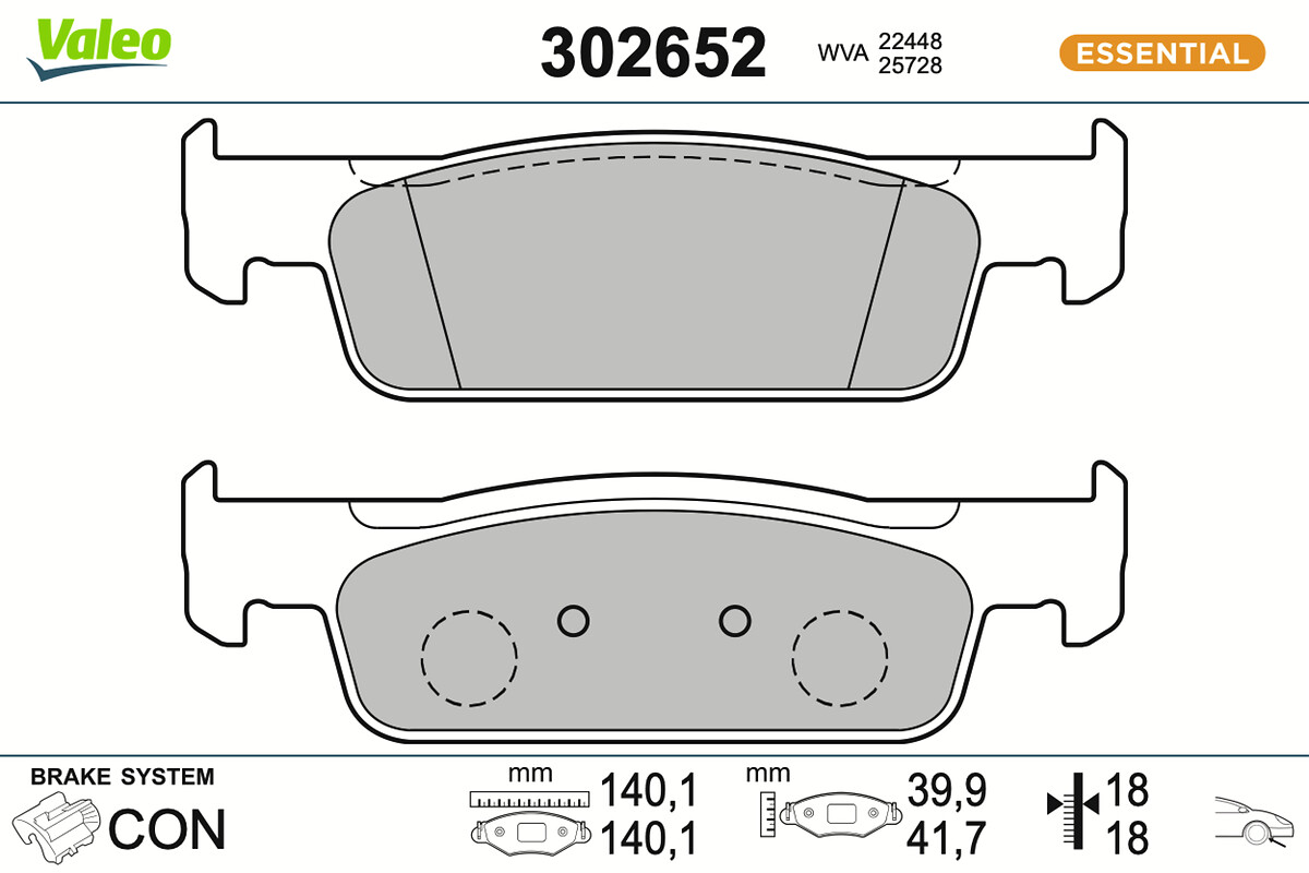 Brake Pad Set, disc brake - 302652 VALEO